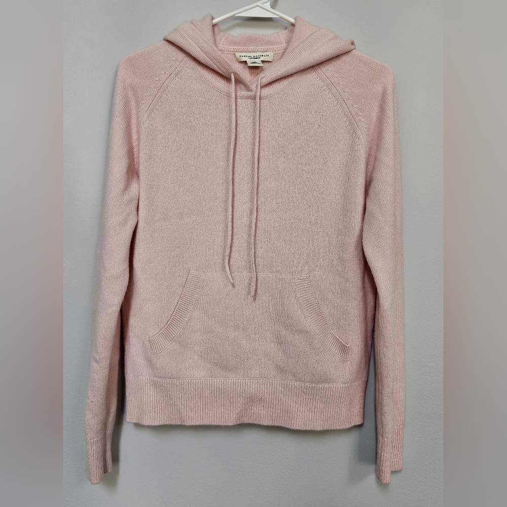 Banana Republic Pink 100% Cashmere Hooded Pullover Sweater Medium